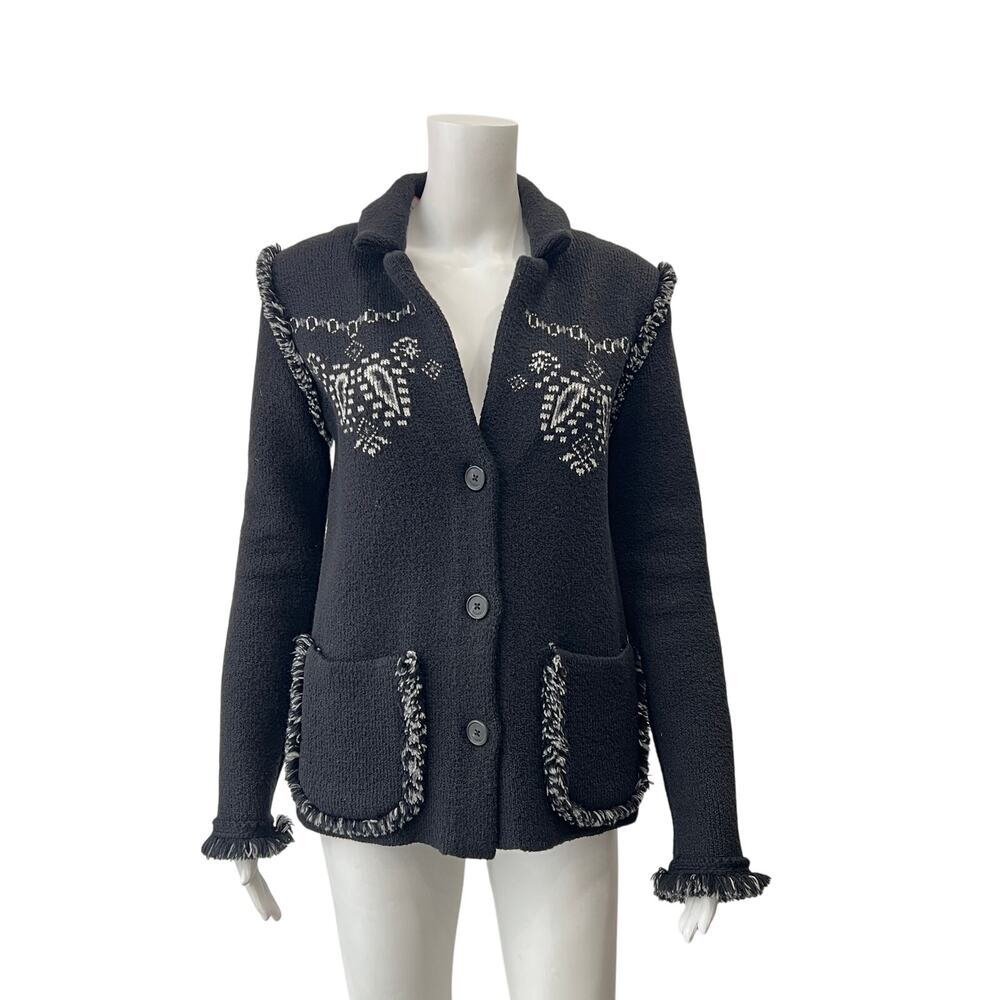$3600 Alanui Charcoal Black Paisley Bandana Wool Cotton Jacket size Small